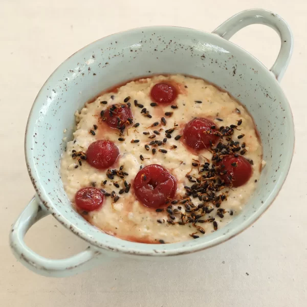 Malted Wattleseed Porridge with Rainforest Cherry -As seen in Australia's Creative Native Cuisine Cookbook