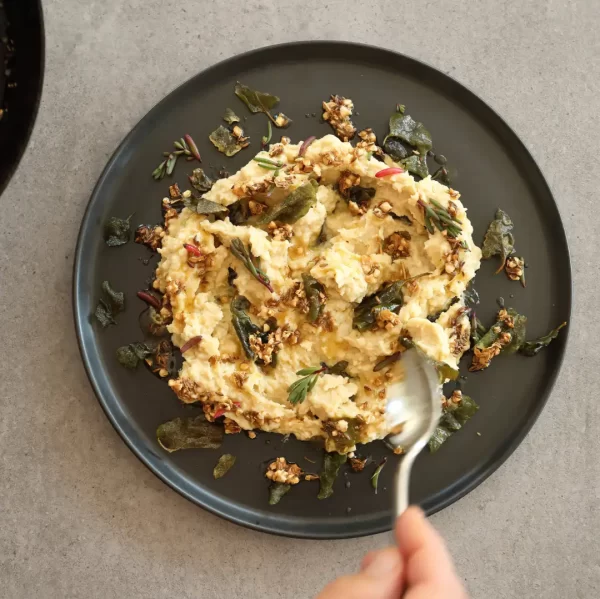 Bunya Nut Houmous with Brown Butter and Saltbush - from Australia's Creative Native Cuisine Cookbook