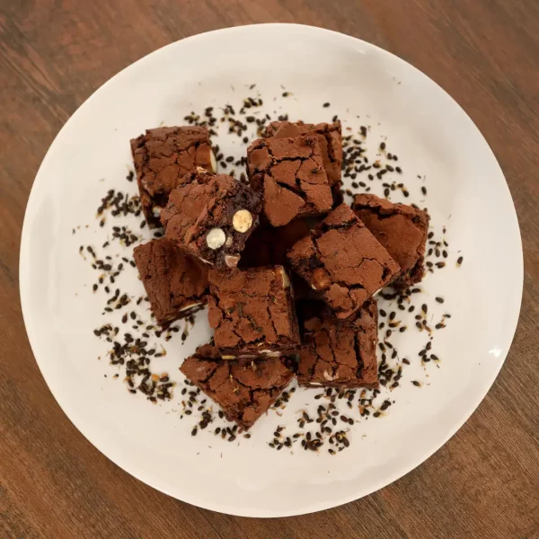 Malted Wattleseed Choc Brownies with Sandalwood - as seen in Australia's Creative Native Cuisine cookbook