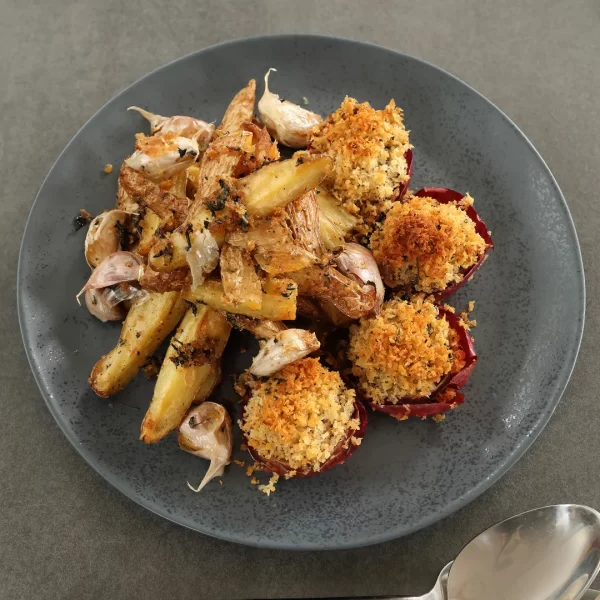 Roast Wild Thyme Kipfler Potatoes and Onions - as seen in Australia's Creative Native Cuisine cookbook