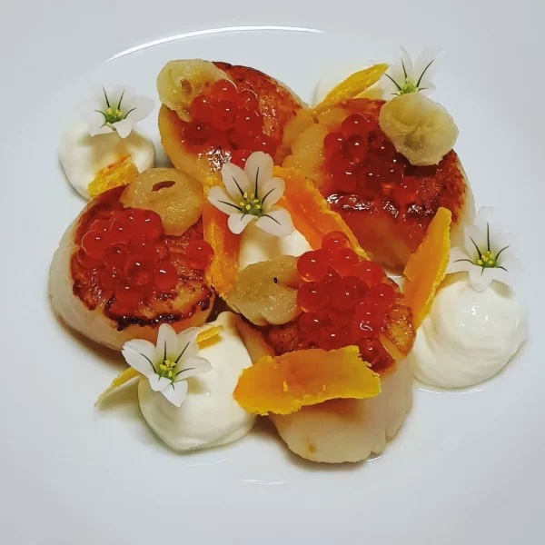 Seared Scallops with Salmon Roe, Lemon Aspen and Roasted Macadamia - User Picture - Chef Paul Sing