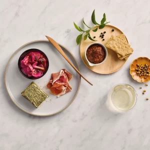 Native Grazing Platter with Spiced Bush Tomato Relish, Pepperberry Oatmeal Cookies, Green Ant Cheese and Davidson Plum Cured Vegetables - User Picture - Qantas